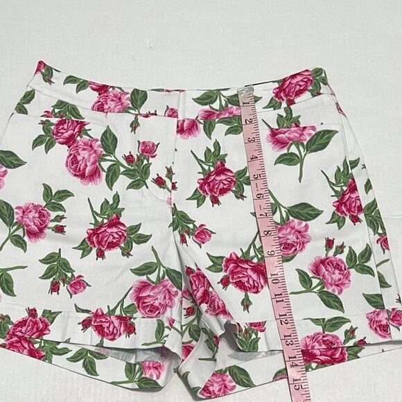 SOHO Apparel LTD Floral Print Shorts High Waisted‎ White Pink Rose Size 8 - Picture 4 of 12
